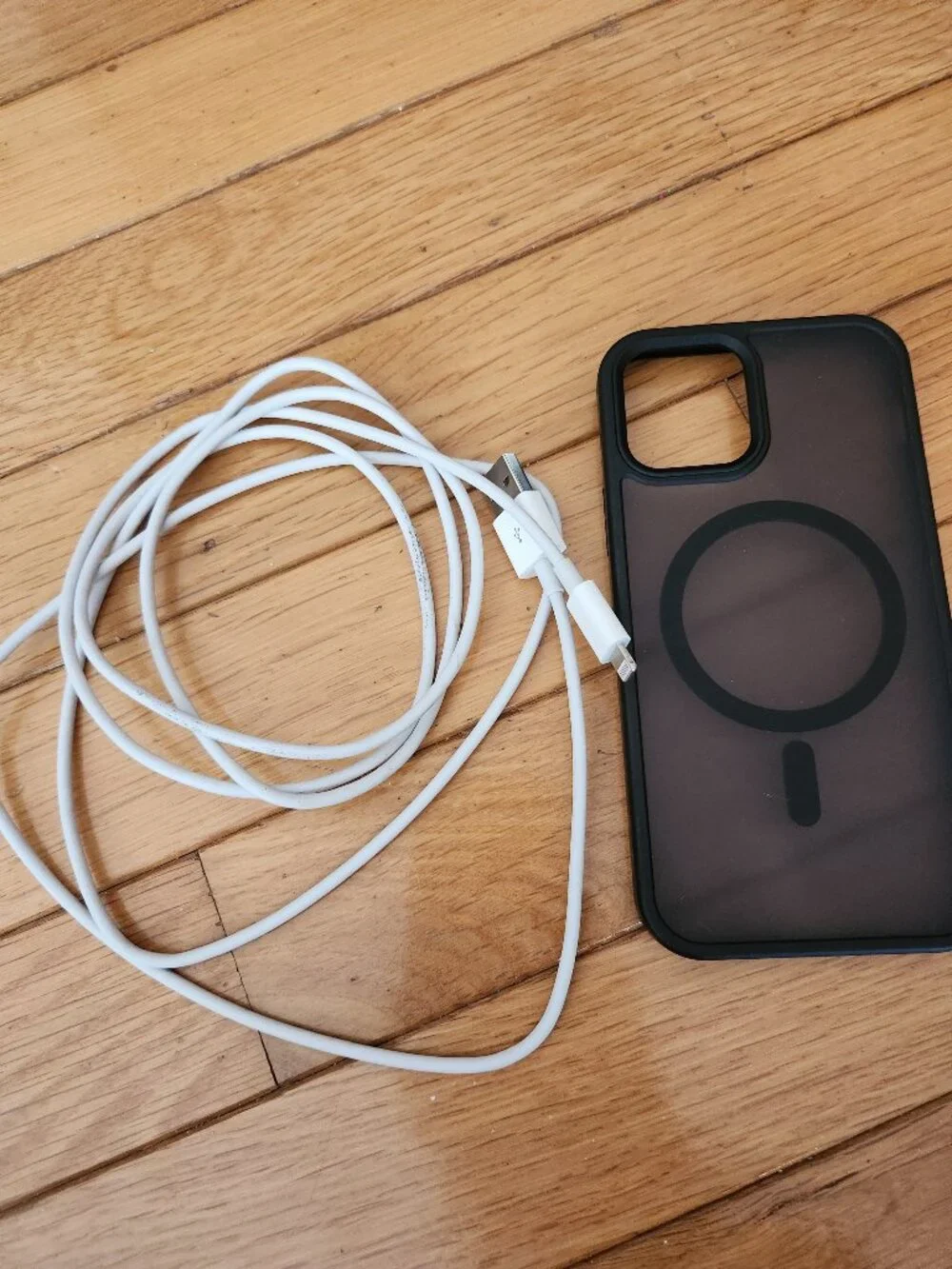 Apple iPhone 12 case and charging cord